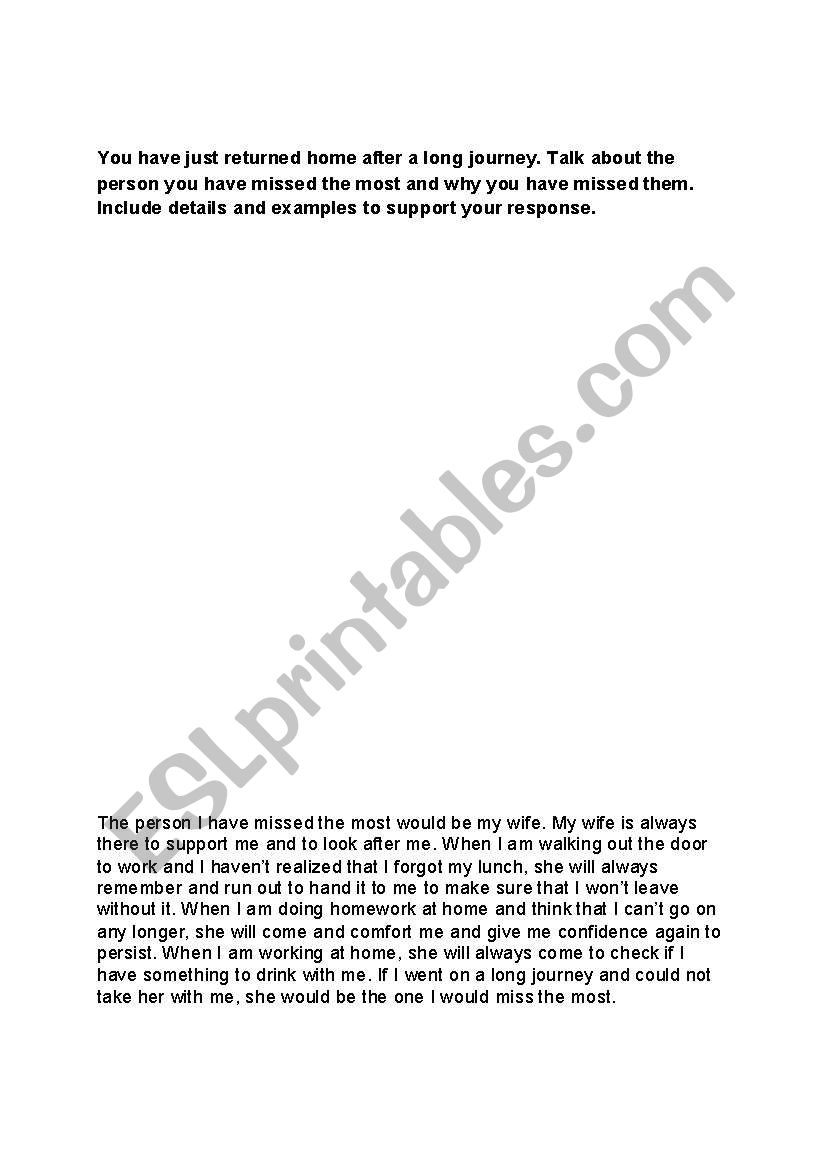 TOEFL SPEAKING EXAMPLE worksheet