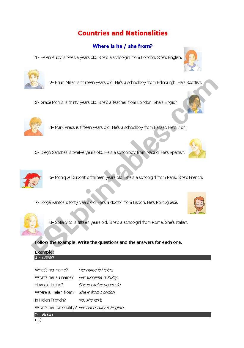 countries and nationalities worksheet