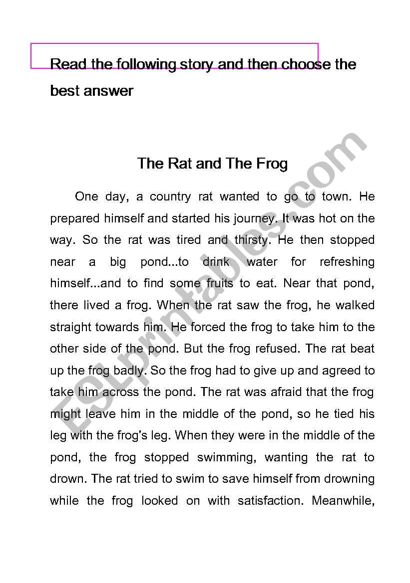 the frog and the rat worksheet