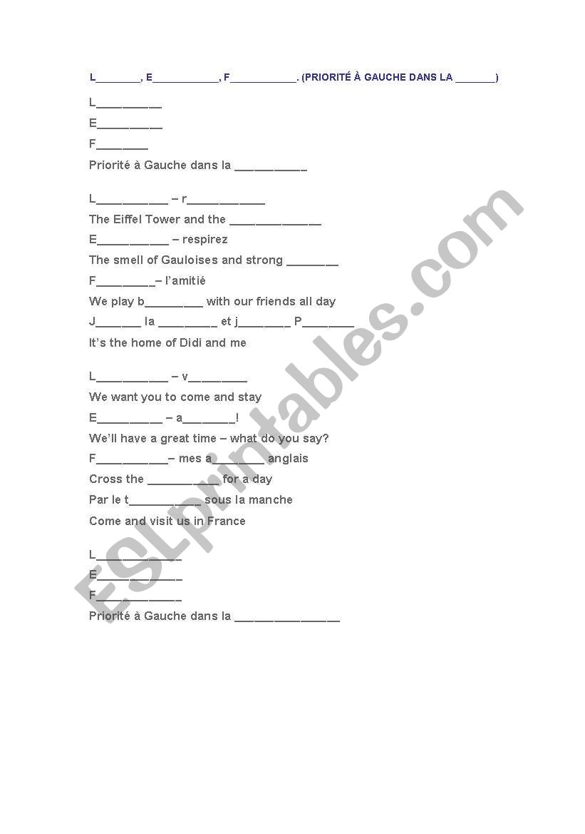 LiberteEgaliteFraternite worksheet