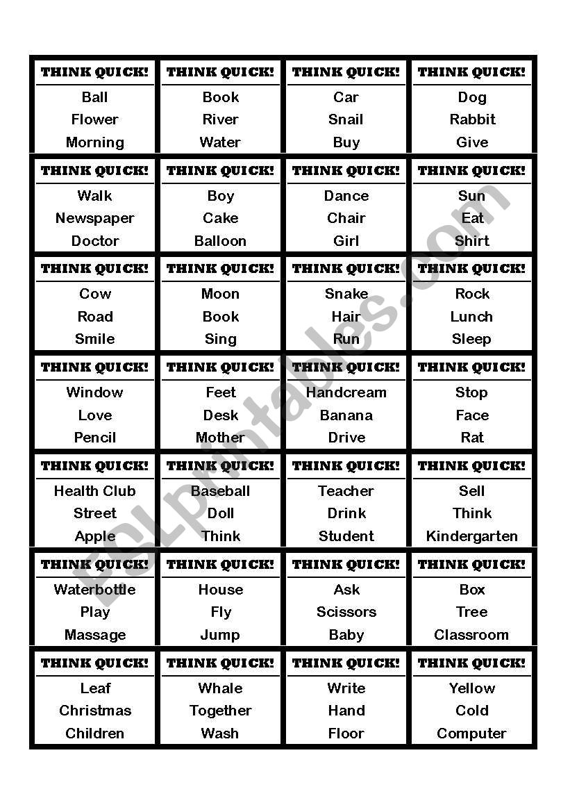 Think Quick 30 Seconds Game ESL Worksheet By Kath in Korea 57 OFF think-quick-30-seconds-game-esl-worksheet-by-kath-in-korea-57-off