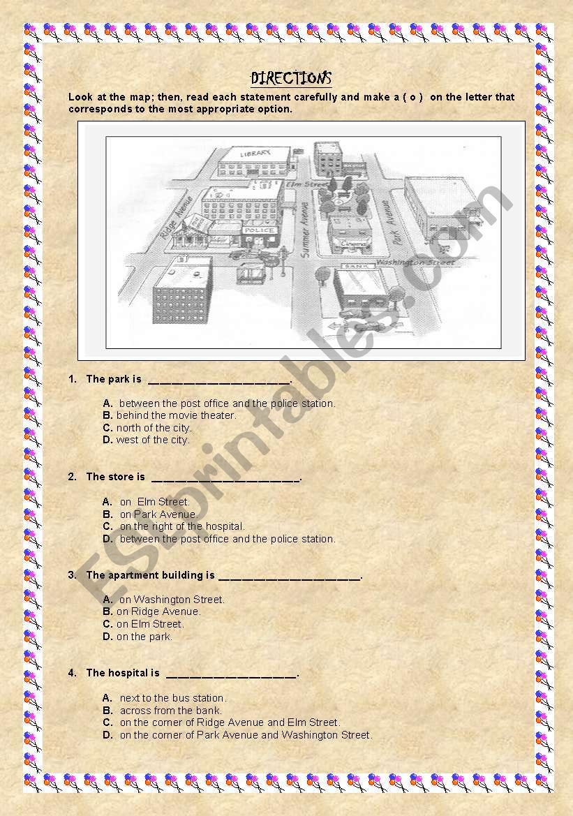 DIRECTIONS worksheet