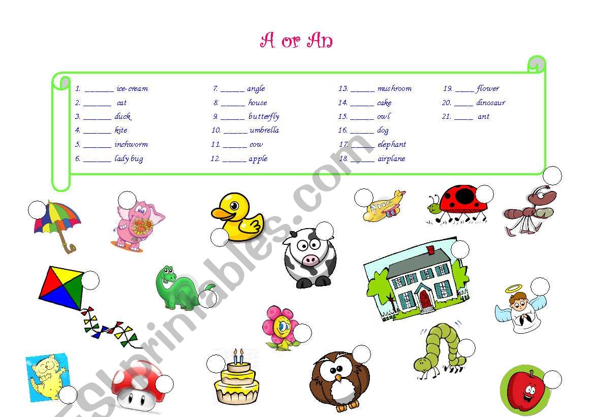 Article : A or An  worksheet