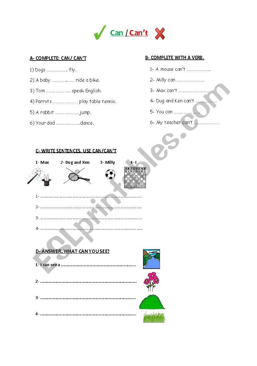 Can / Can´t   worksheet