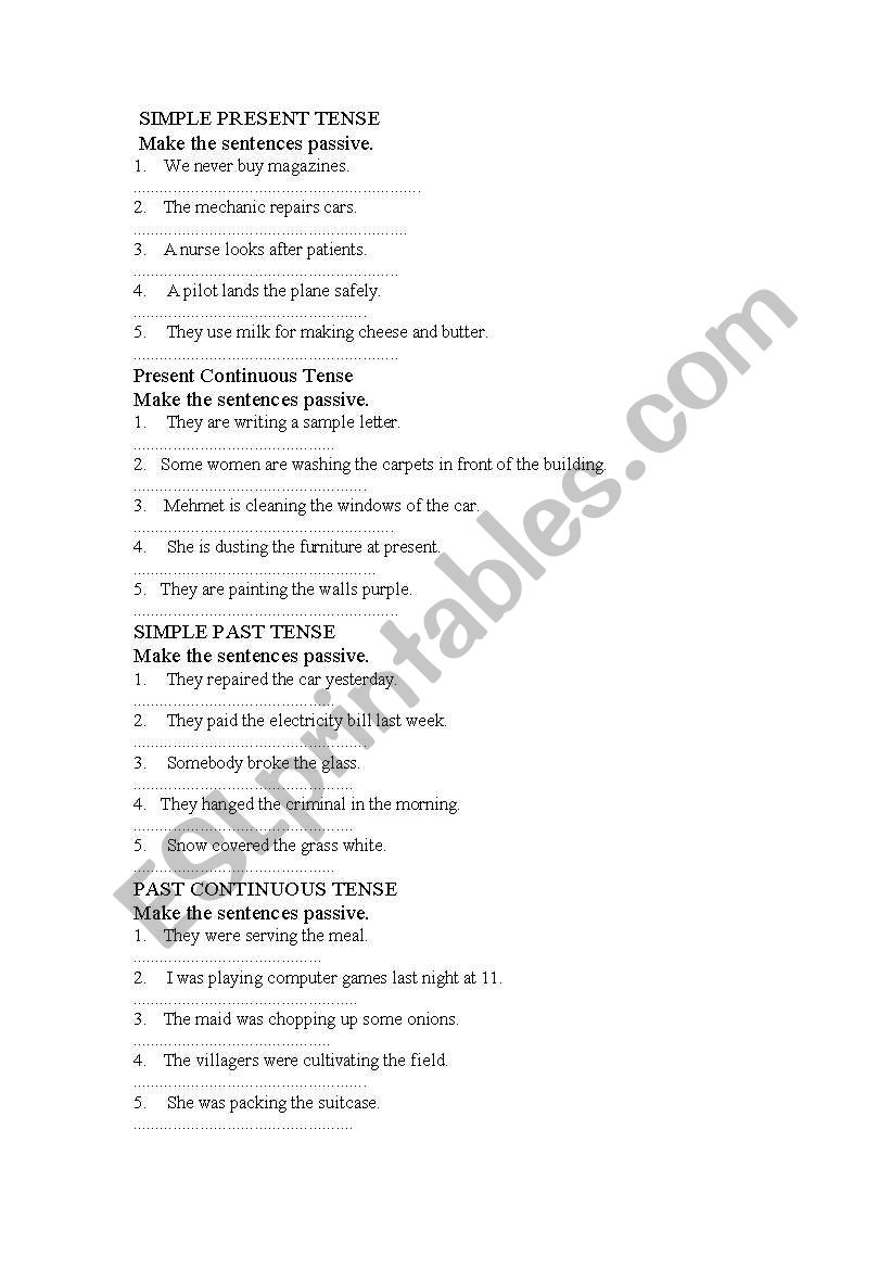 Passive worksheet