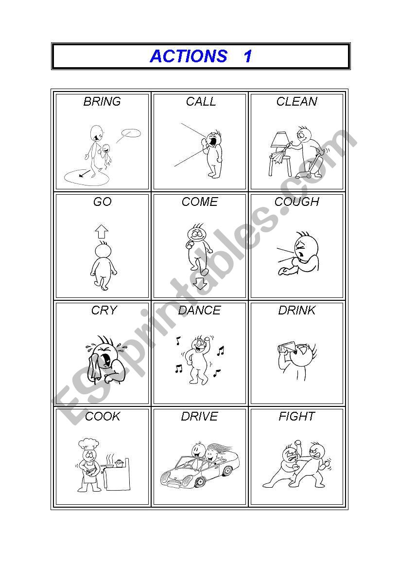 Actions verbs 1 worksheet