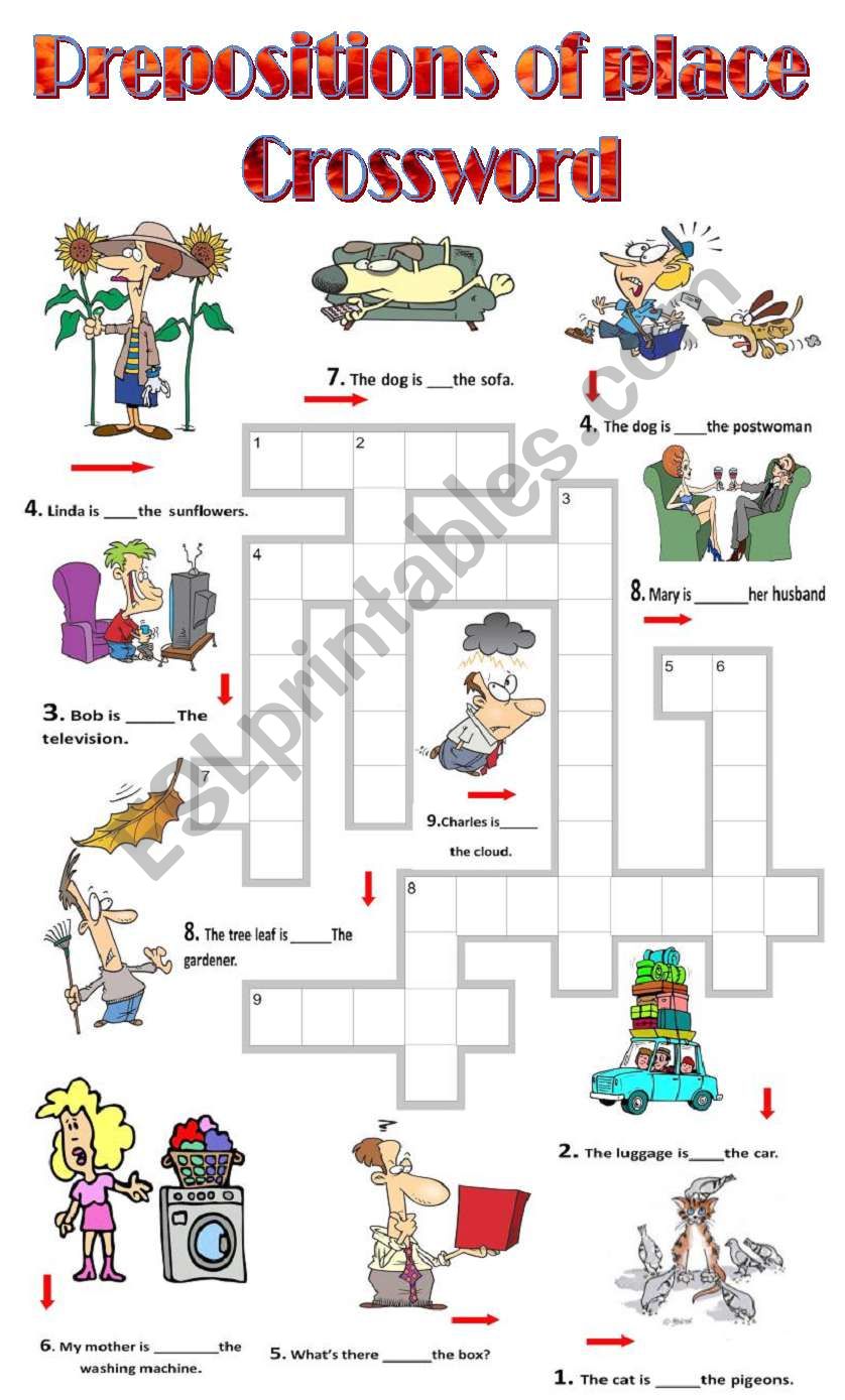 Prepositions of place crossword