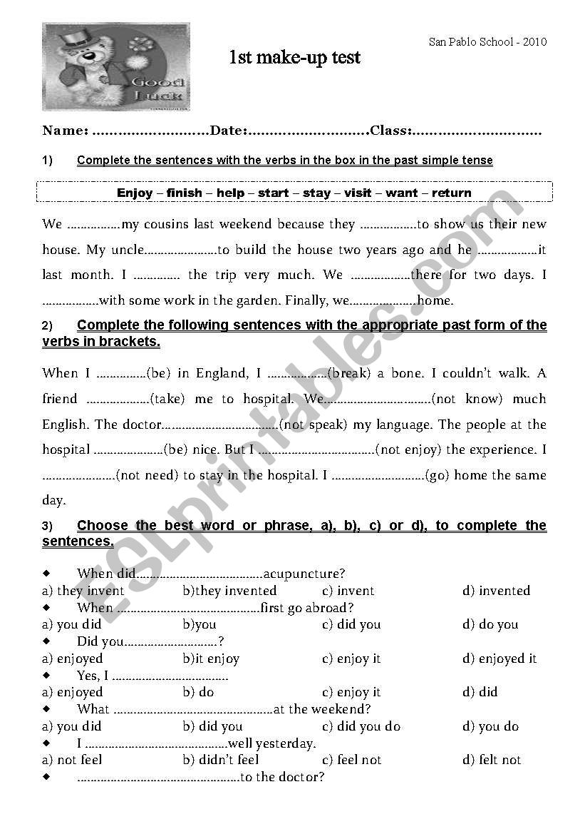 MAKE-UP TEST worksheet