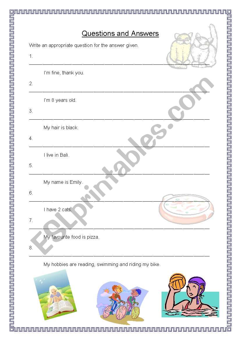 Questions and Answers worksheet