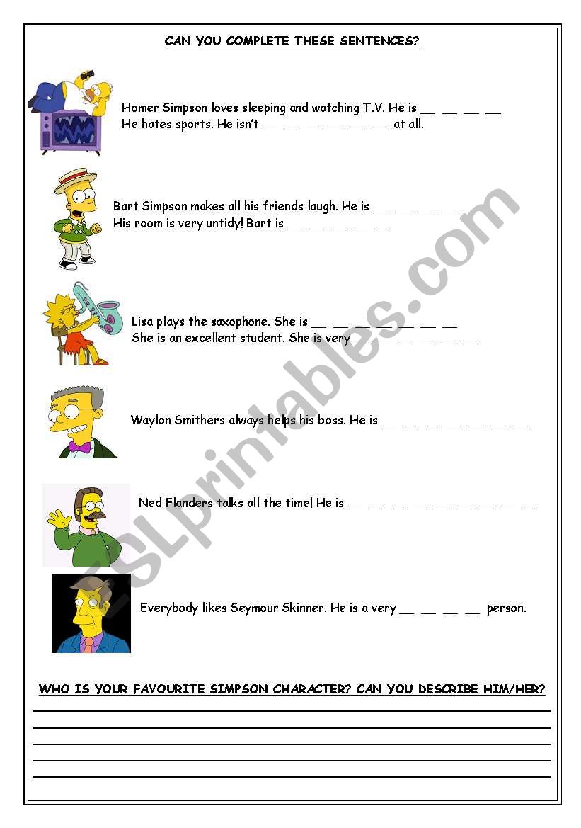 Personality Adjectives worksheet