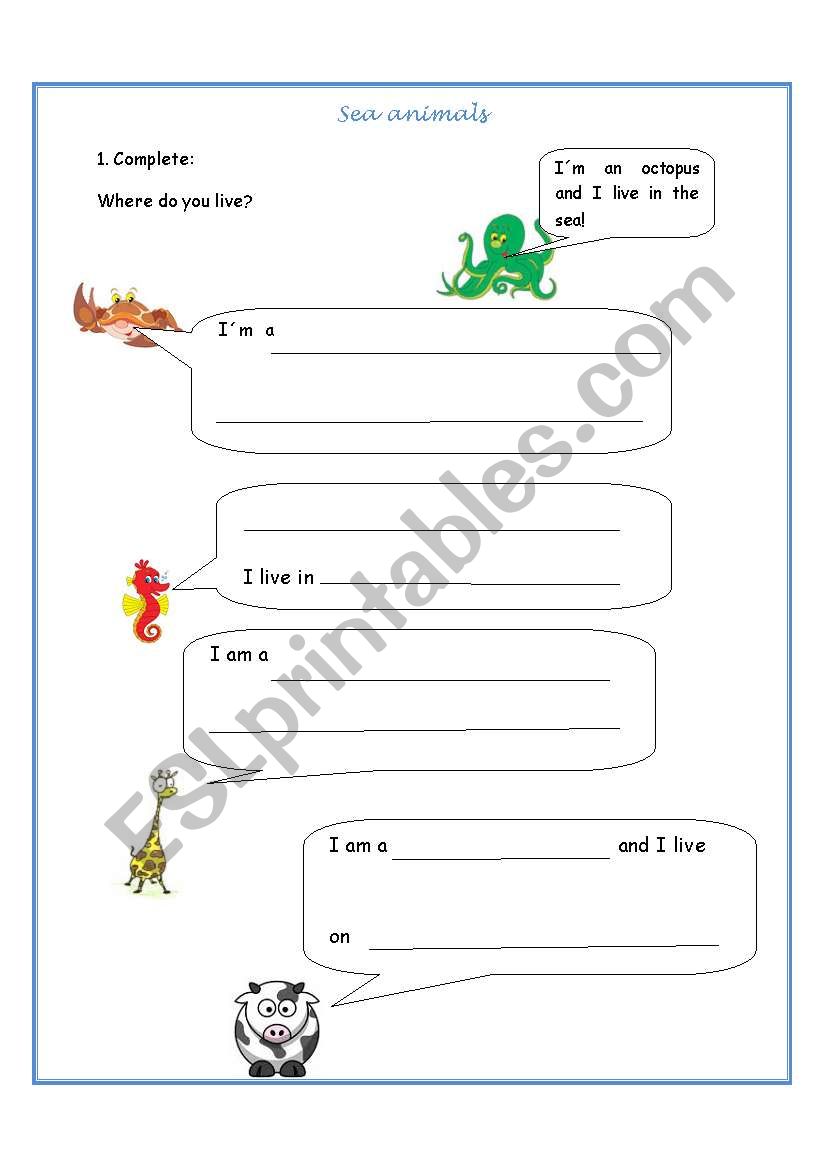 Writing Animals worksheet