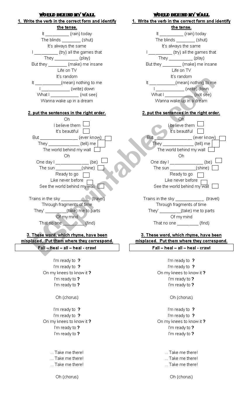World behind my walls worksheet