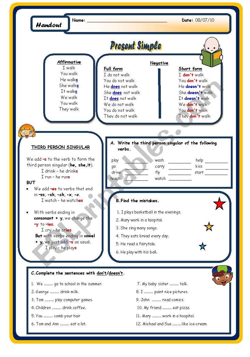 present simple worksheet