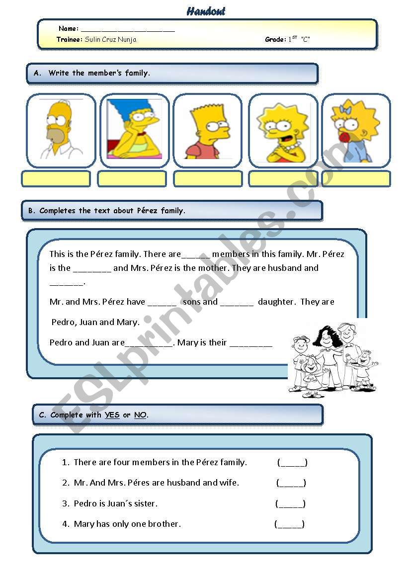 family worksheet