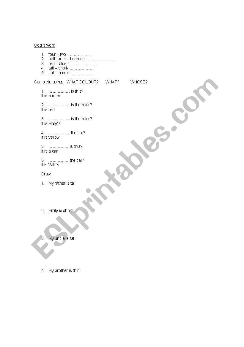 Vocabulary parts of the body and numbers