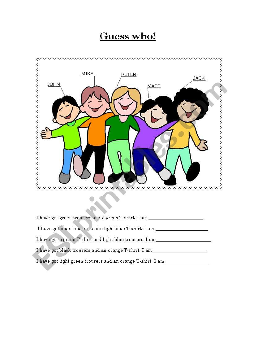 Guess who! worksheet