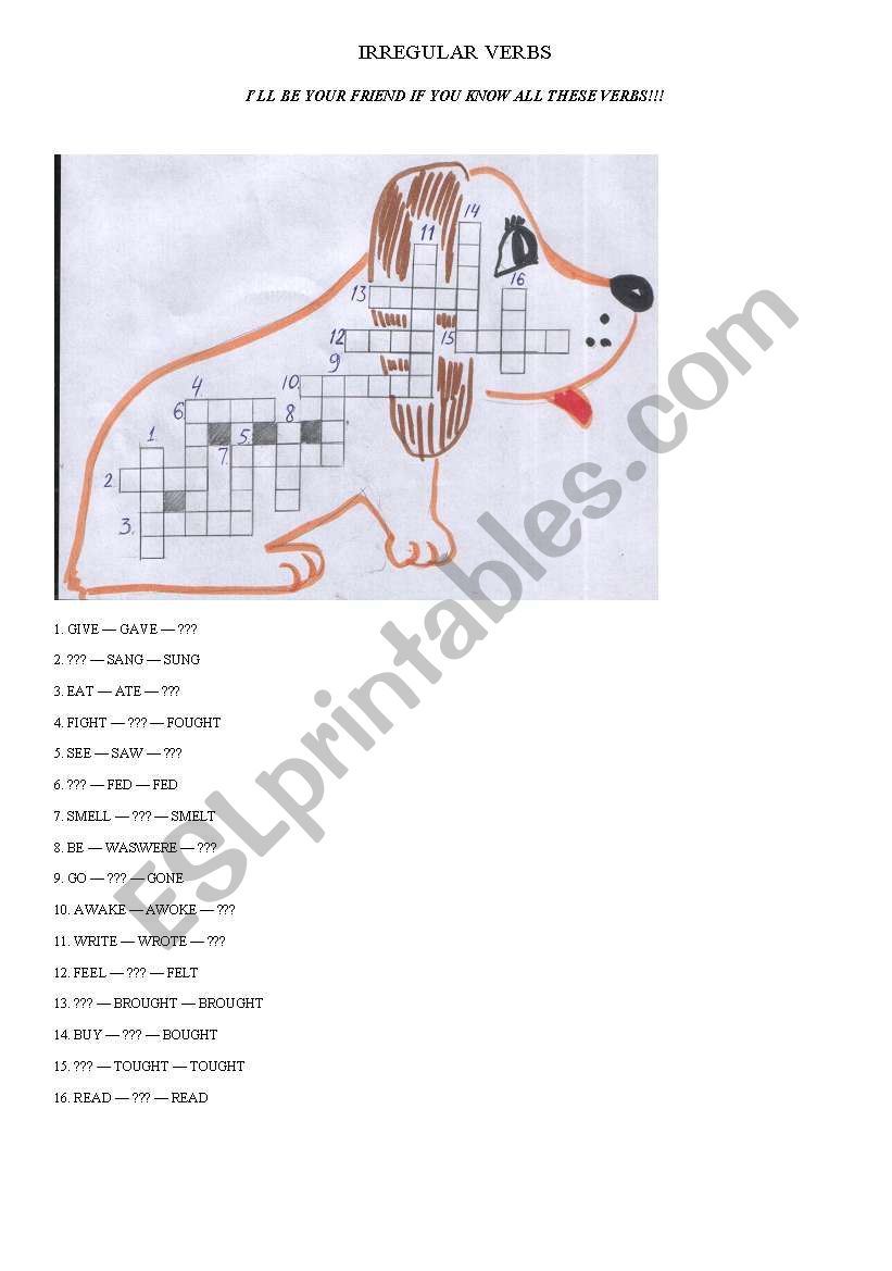 irregular verbs worksheet