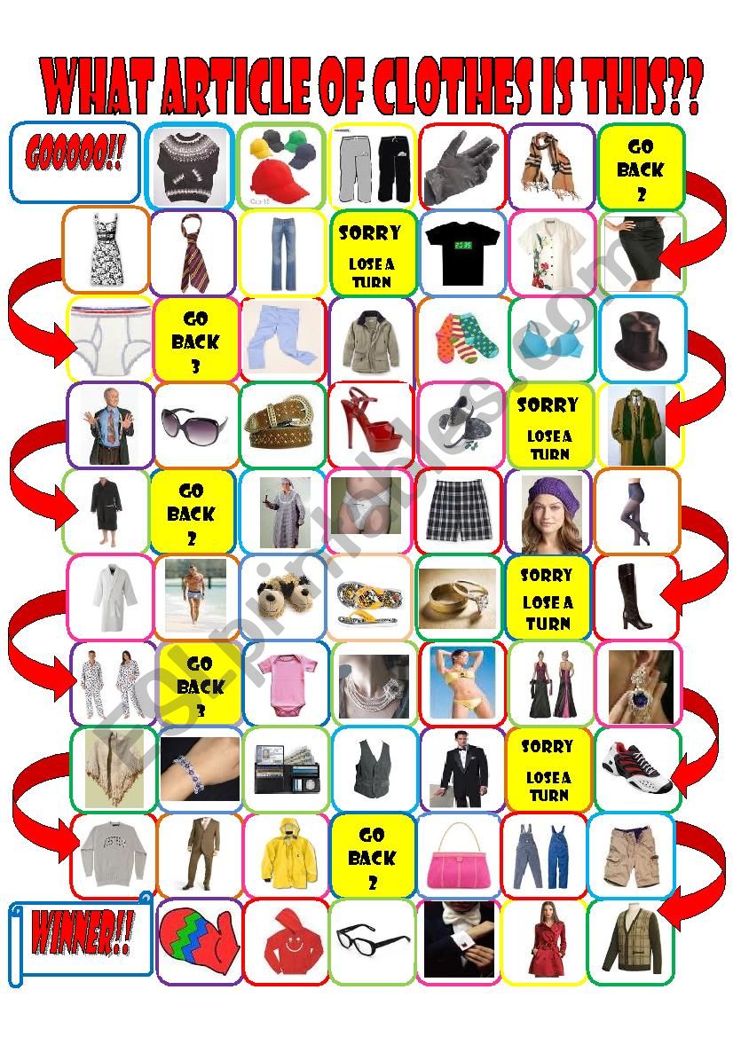 clothes boardgame worksheet