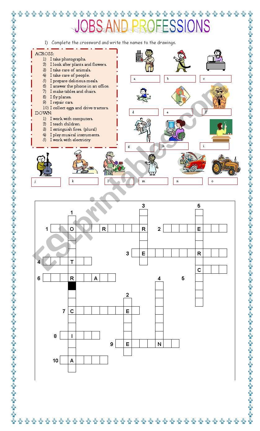 JOBS CROSSWORD worksheet