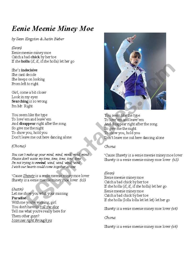 Justin Bieber--Eenie Meenie Miney Moe (3pgs)