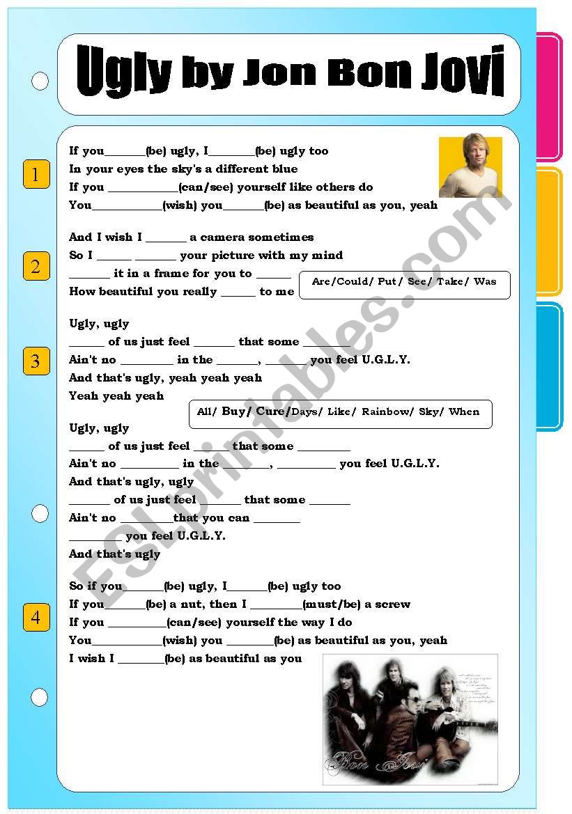 Ugly by Jon Bon Jovi worksheet