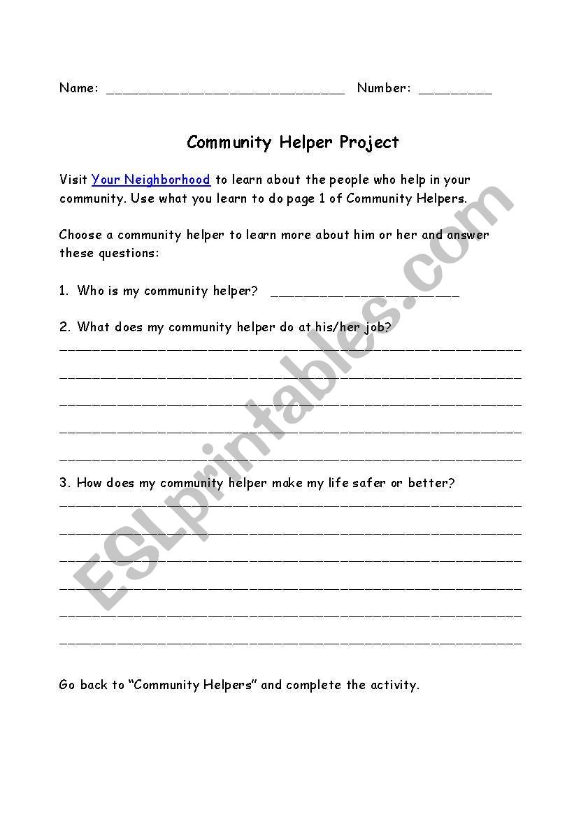 Community Helpers worksheet