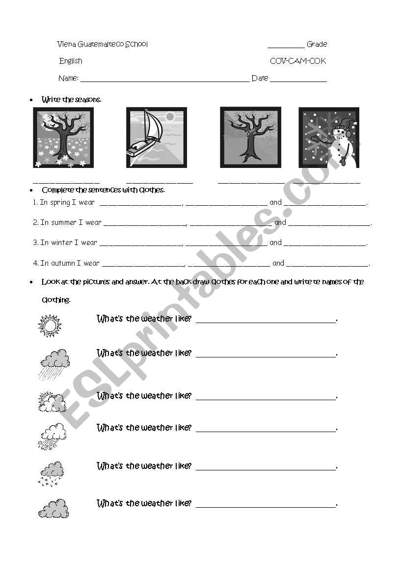 WEATHER AND SEASONS worksheet