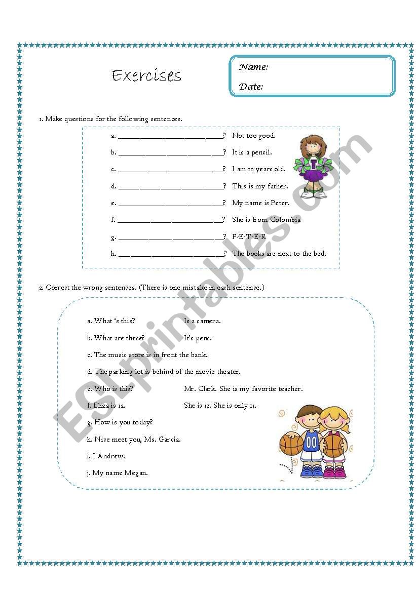Beginners exercises worksheet