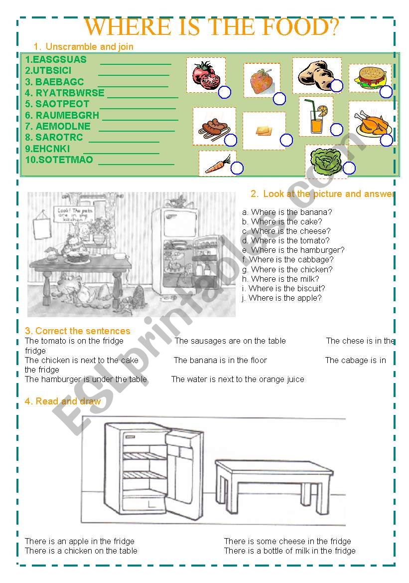 Where is the food? worksheet