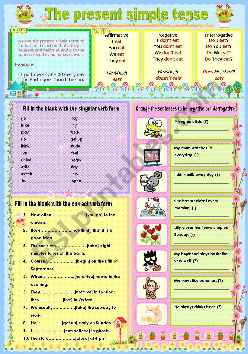 The present simple tense worksheet