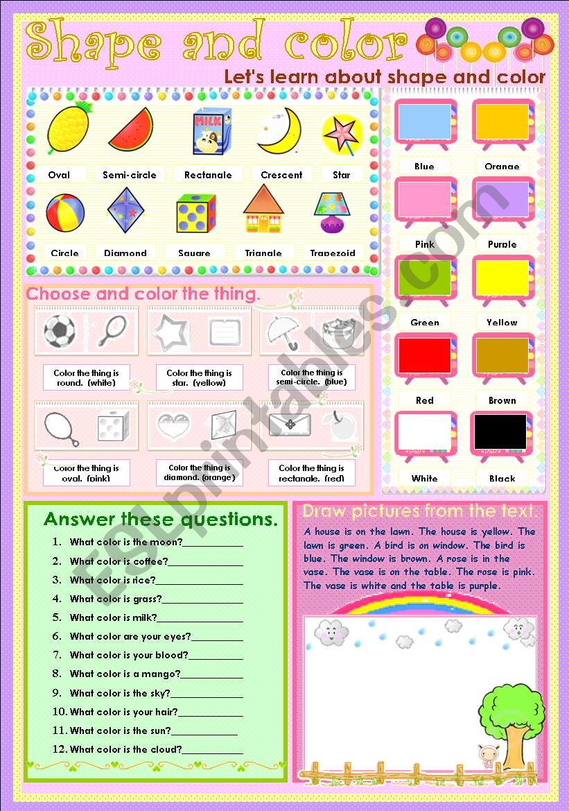 Shape and color worksheet