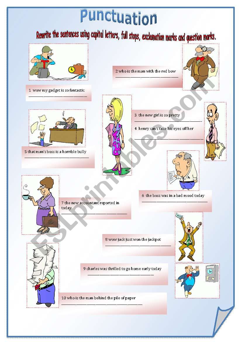 Punctuation (with B/W and answer key) **fully editable