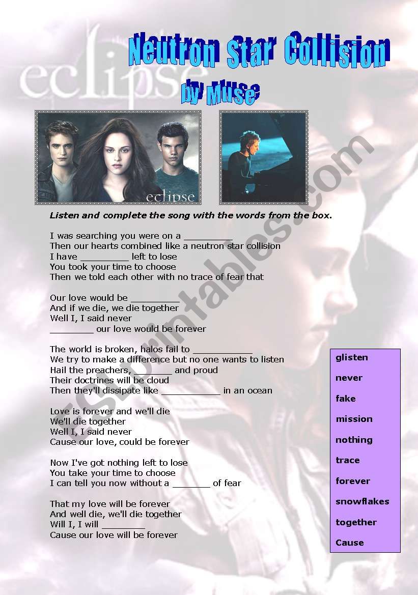 Neutron Star Collision worksheet