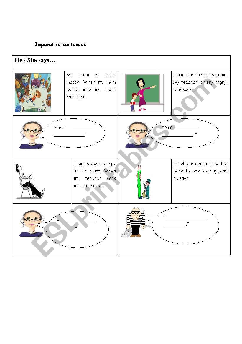 imperative sentence worksheet