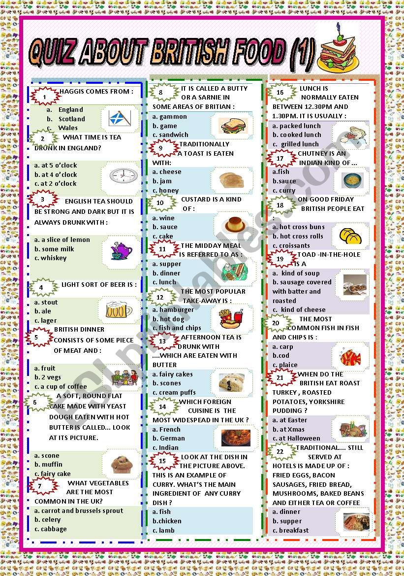 QUIZ ABOUT BRITISH FOOD PART 1