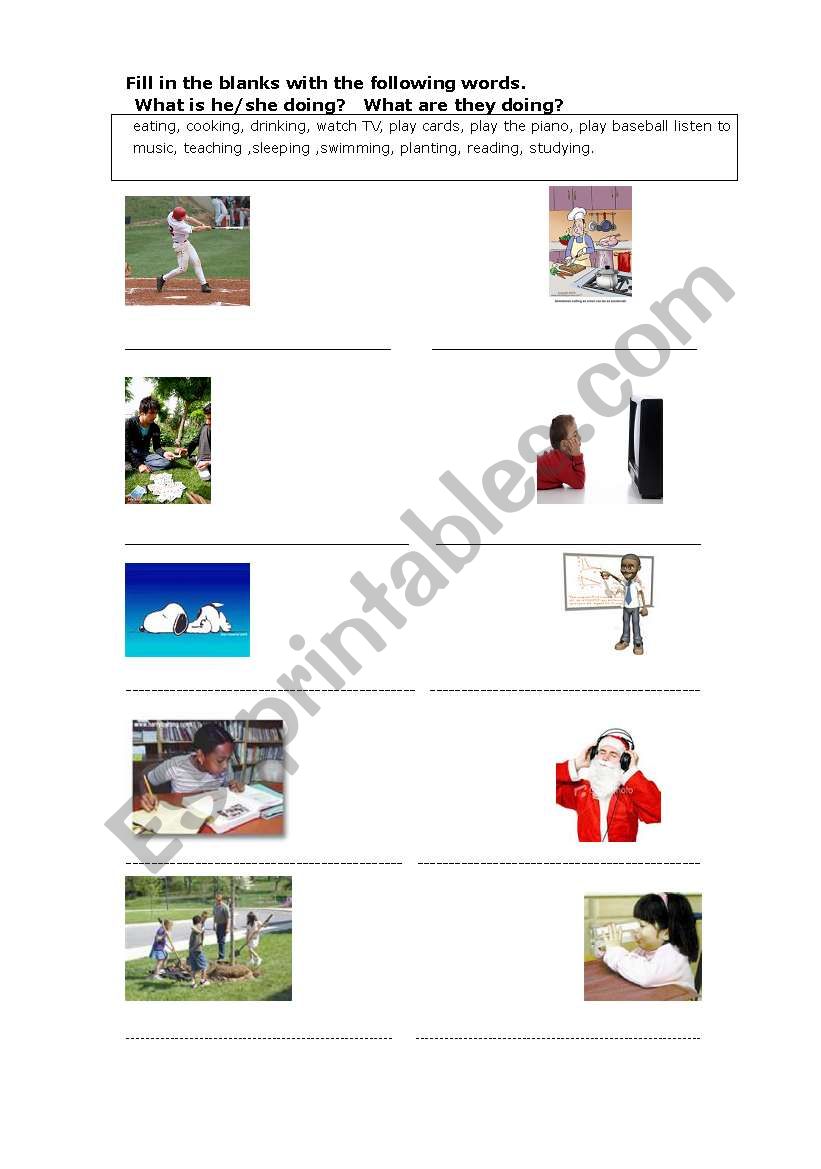 describing the pictures worksheet