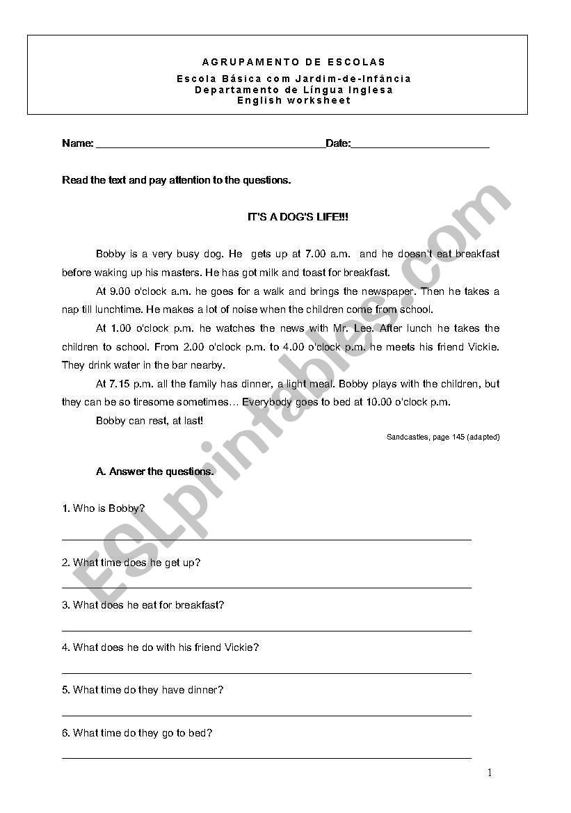 test -6th grade worksheet