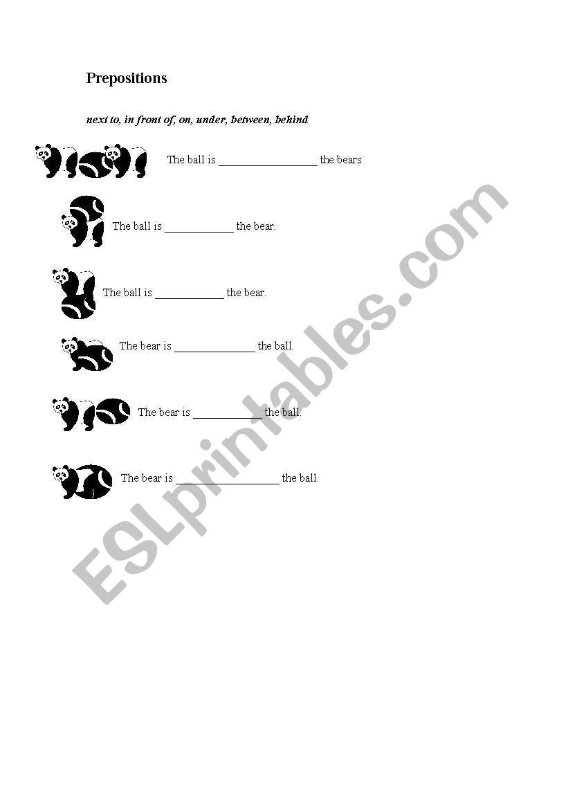 Prepositions worksheet