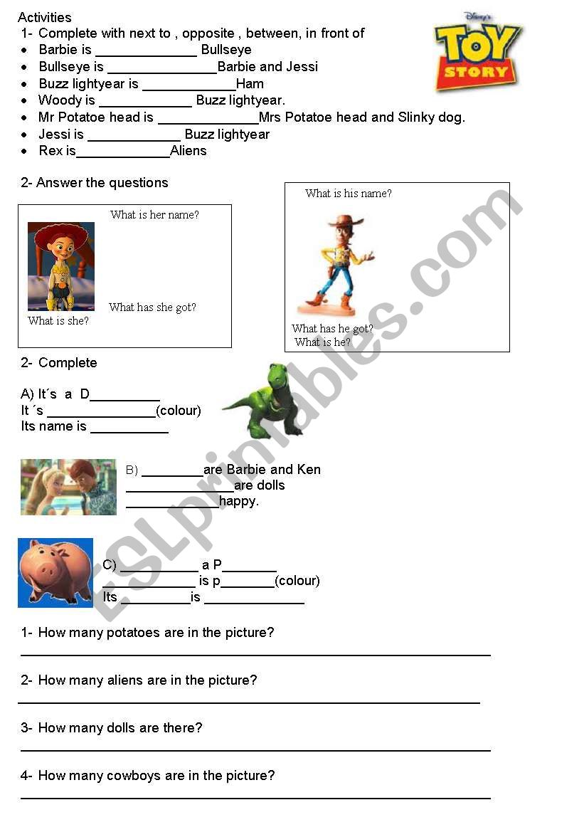 toy story 3 activities  worksheet