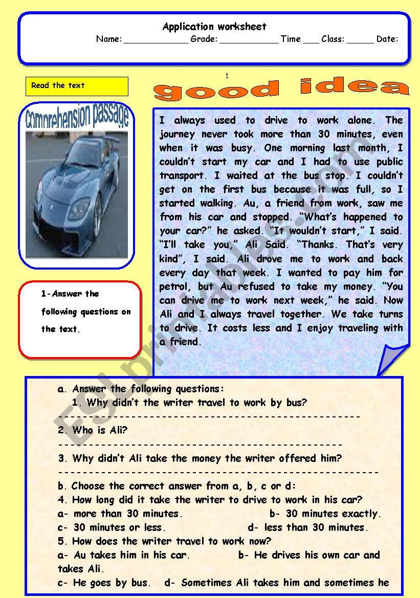 good idea worksheet