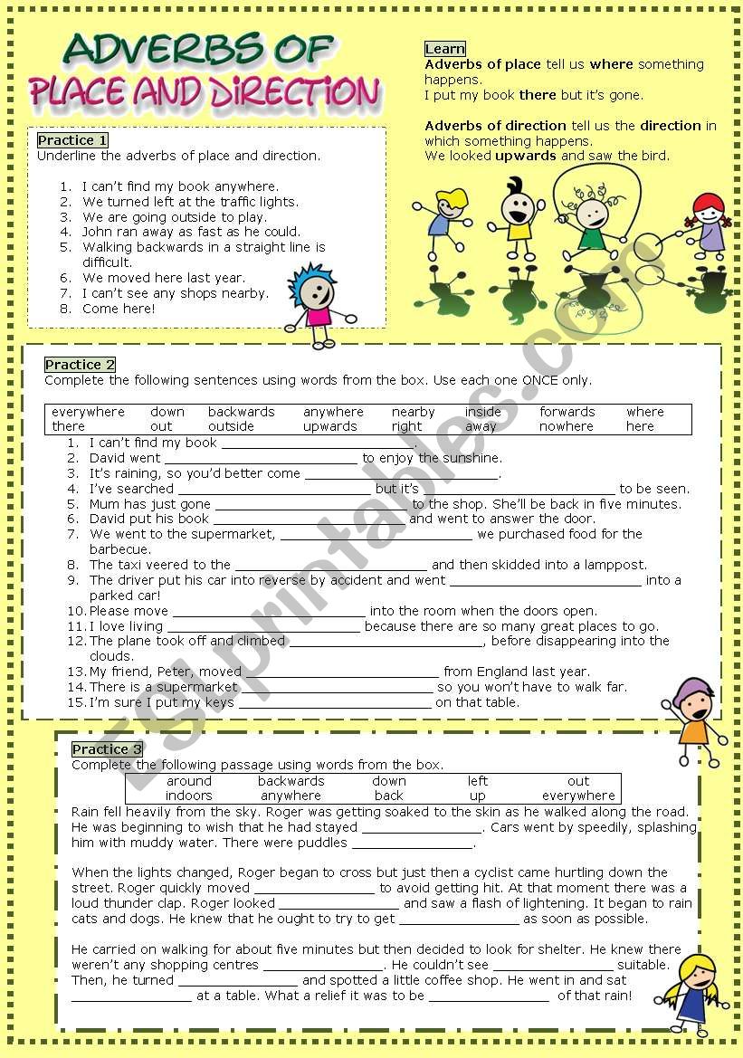 Adverbs of place and direction