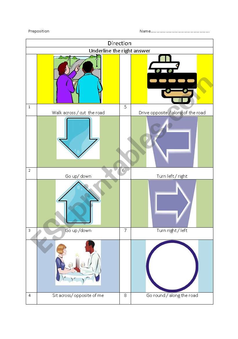 Preposition worksheet