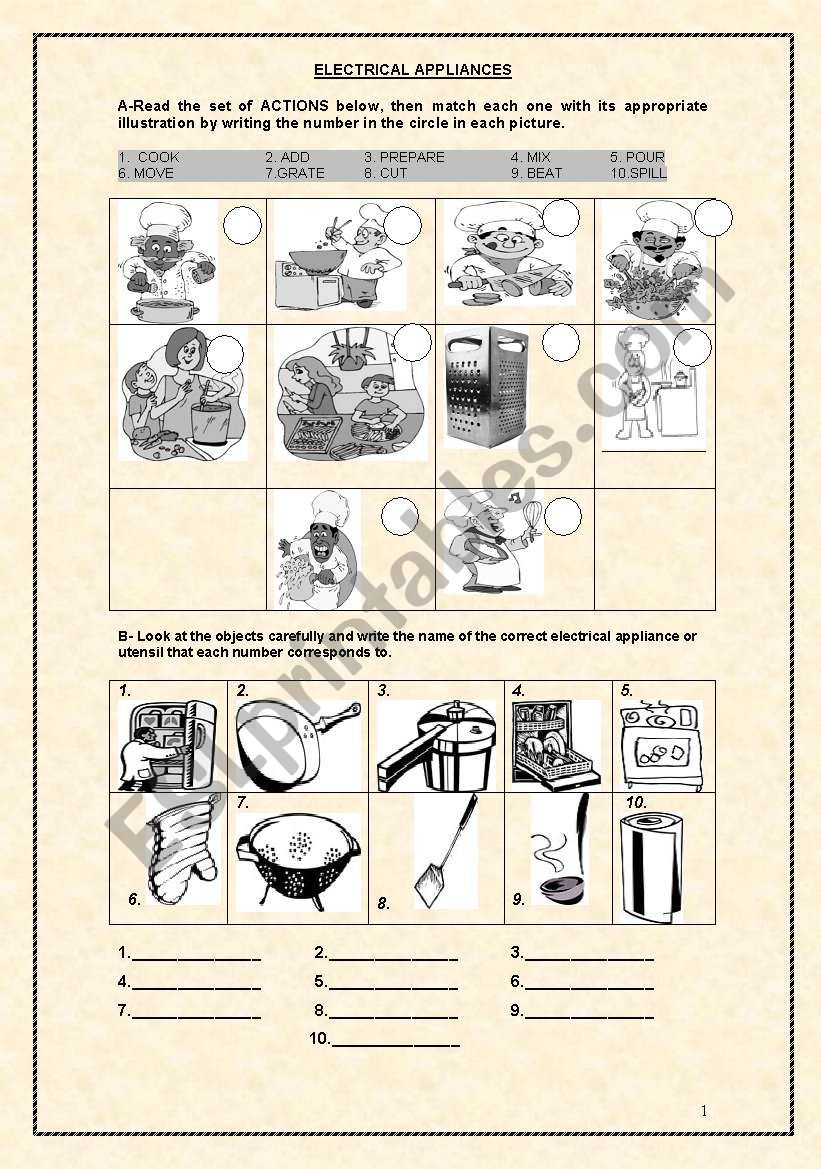 ELECTRICAL APPLIANCES 1 worksheet