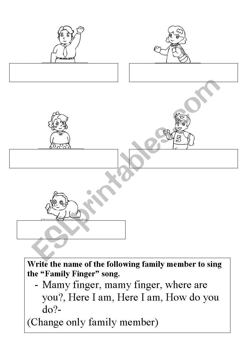 finger family worksheet