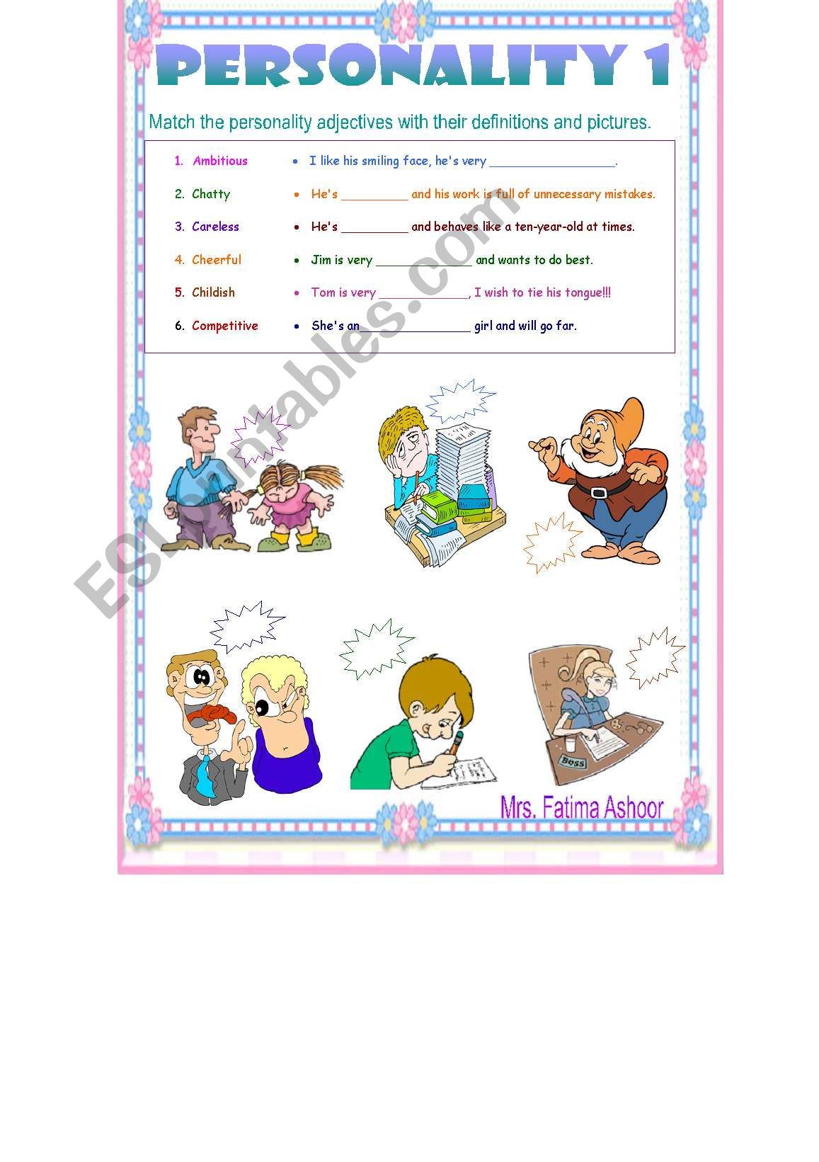 personality 1 worksheet