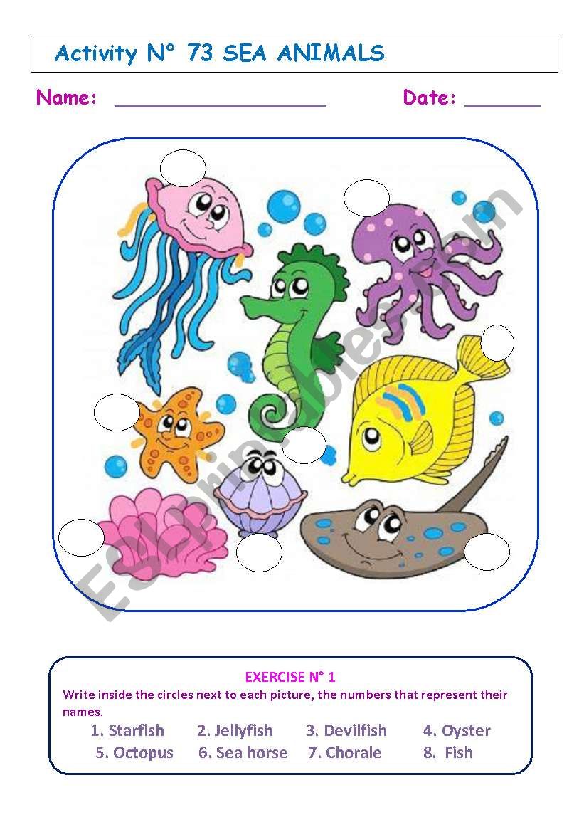 SEA ANIMALS  worksheet