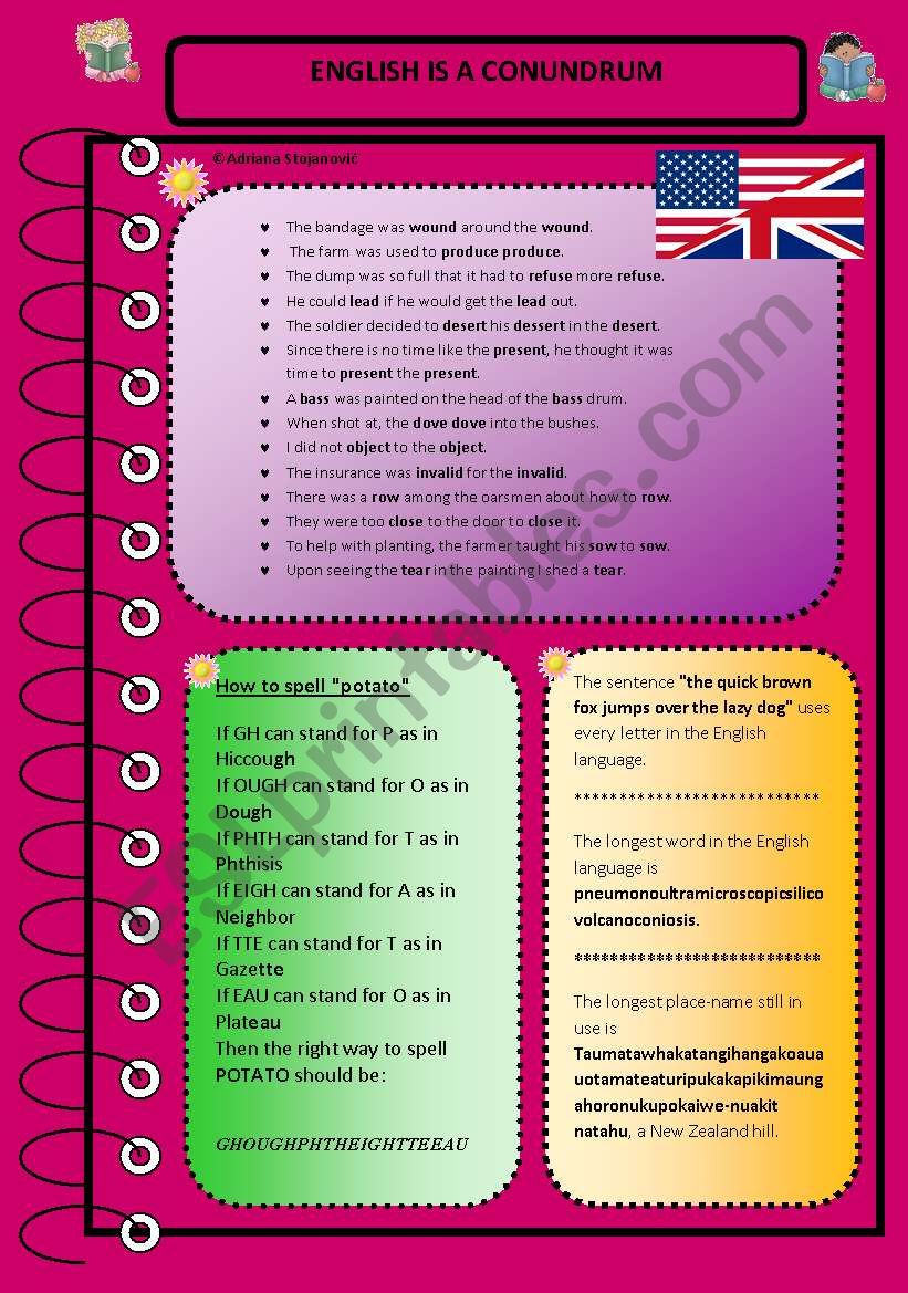 Amazing facts about English worksheet