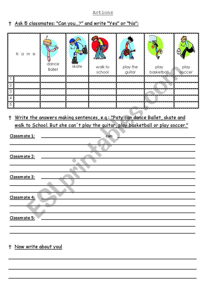 Actions worksheet