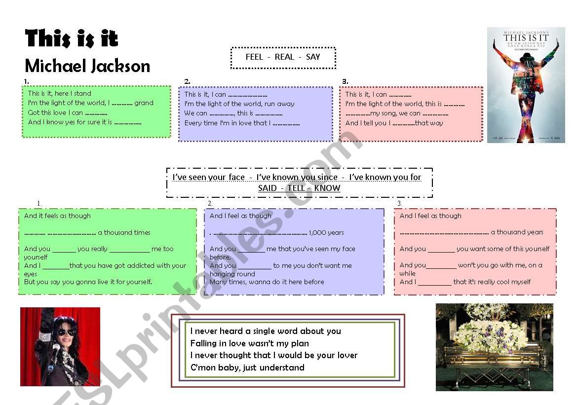 This Is It - Michael Jackson worksheet
