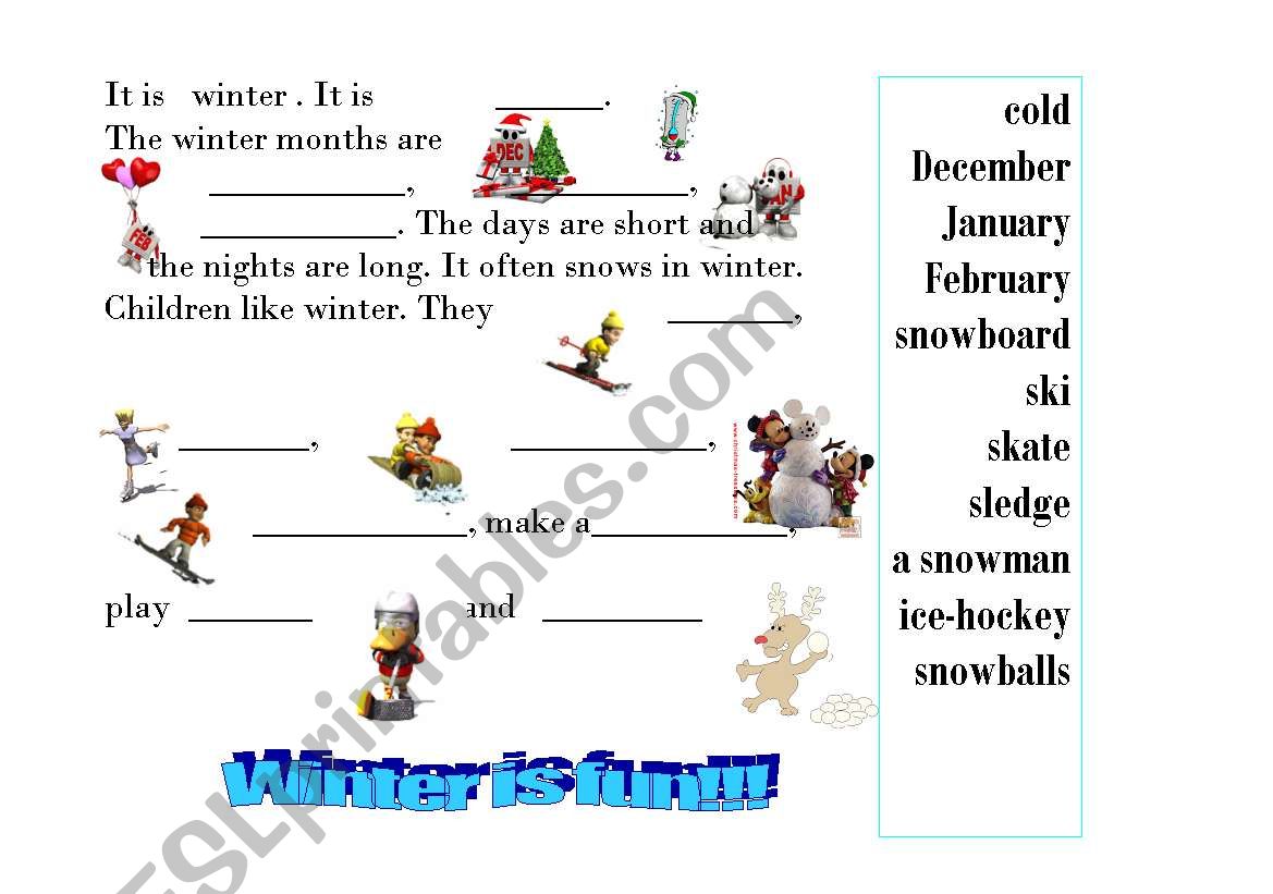 Winter is fun! worksheet